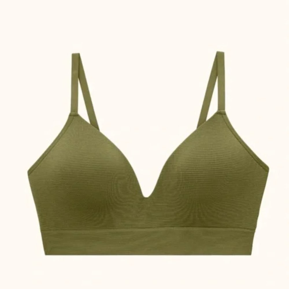 Thirdlove Form Seamless V-neck Wireless Bra small palm green stripe NWT